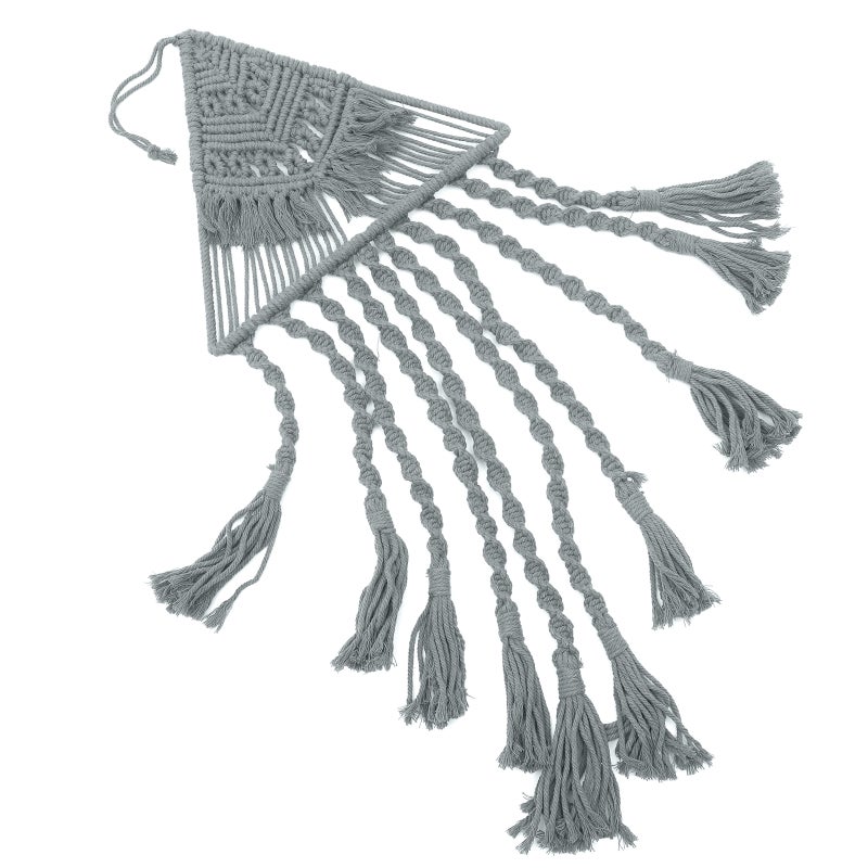 Macrame Woven Wall Hanging Pendant Triangle Tassel Geometric Decor Boho Backdrop - Image 1