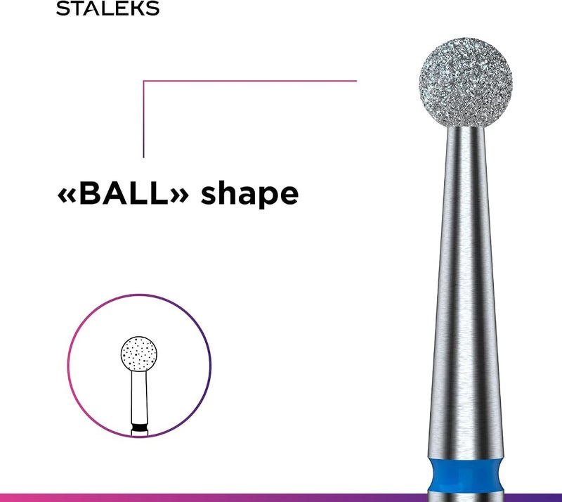 STALEKS PRO Diamond Ball Cuticle Nail Drill Bit, 2.7 mm, Medium Blue - Image 4