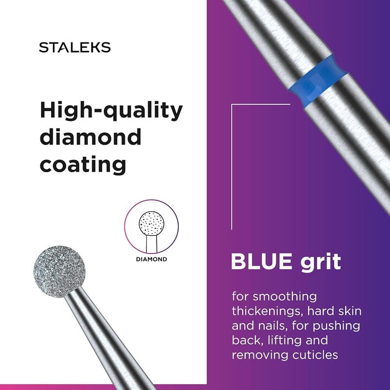 STALEKS PRO Diamond Ball Cuticle Nail Drill Bit, 2.7 mm, Medium Blue - Image 5