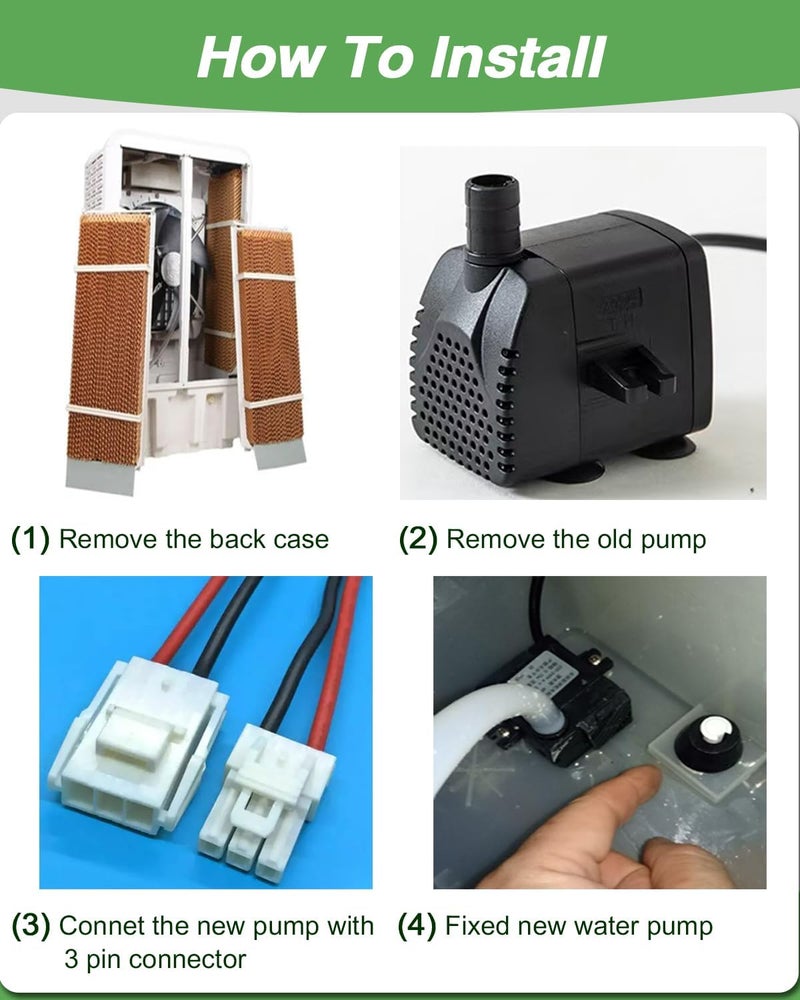 SARANICE 6017050 Evaporative Cooler Pump with 3 Pin Connector, Replacement Pump For Models: MC18M, MC18V, MC17 (6017050) - Image 4