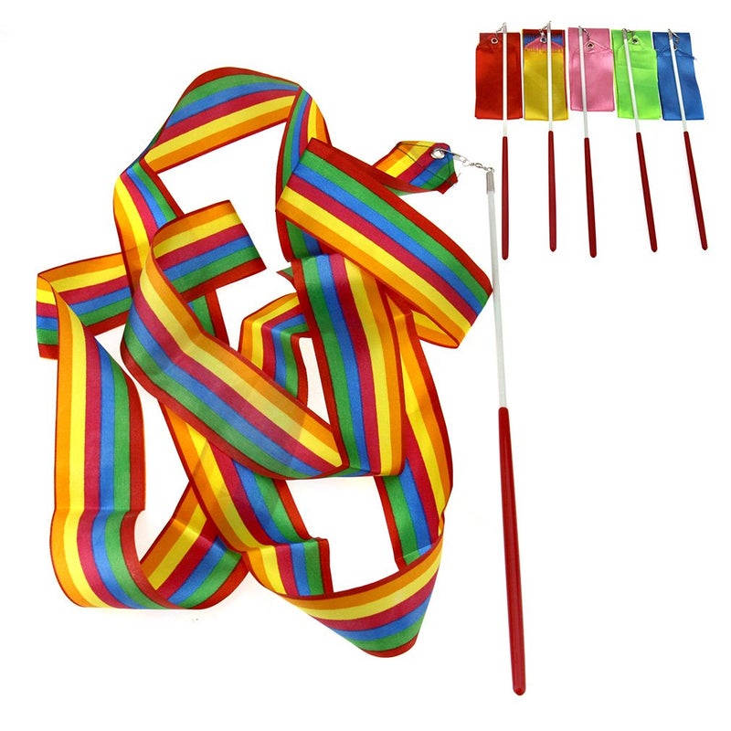 OTOTEC OTOTEC Emma 6 X Mix Colors 4M Gym Dance Ribbon Rhythmic Art Gymnastic Streamer Twirling Rod - Image 1