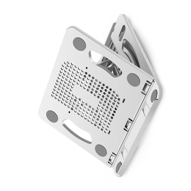 White Adjustable Laptop Stand with 360 Rotating Base Foldable Ergonomic Desk Holder - Image 5