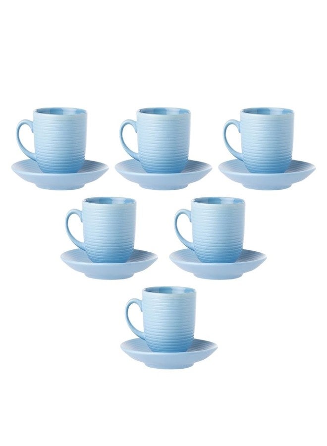Clay Craft Fine Ceramic Horizon Blue Cups & Saucer, Set of 12, Cups for Tea & Coffee, Gift Set, Elegant Design for Home and Kitchen and Can Be Gifted to Your Loved Ones On Any Occassions - Image 3