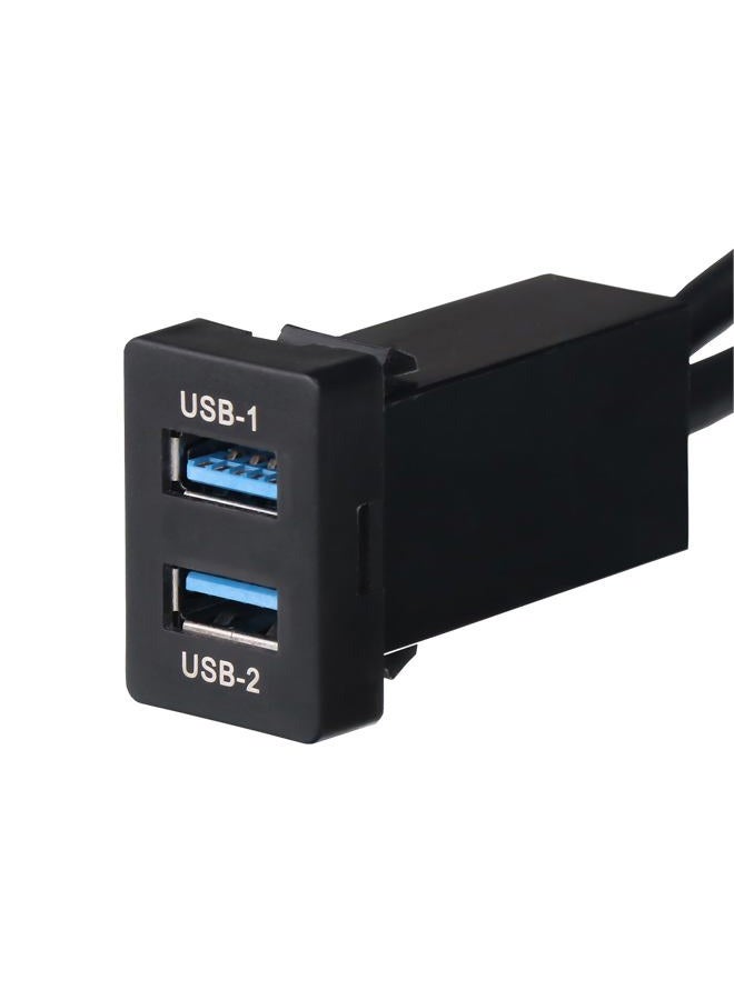 Timloon Dual USB 3.0 Car Dash Flush Mount Extension Cable Length 3.3FT 1M for Toyota, Size 1.3"x0.86"x 2.15"(Type A) - Image 1