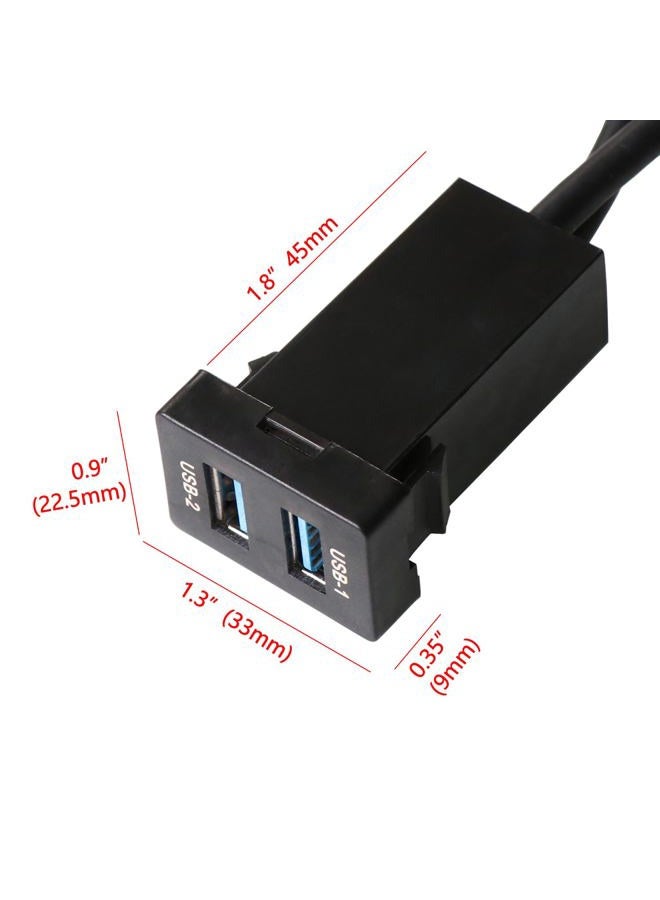 Timloon Dual USB 3.0 Car Dash Flush Mount Extension Cable Length 3.3FT 1M for Toyota, Size 1.3"x0.86"x 2.15"(Type A) - Image 5