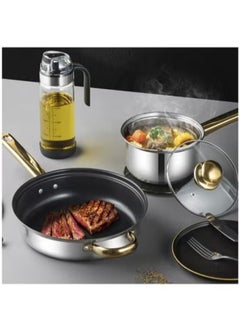 Halamine 12 Pieces 401 Stainless Steel Cookware Set， Induction Compatible Non-Toxic Pots & Pans with Glass Lids  - Image 5