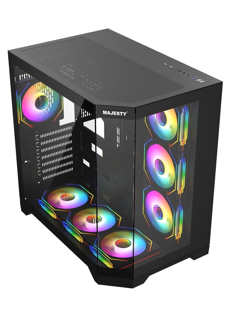 Majesty - Majesty Mid-Tower Gaming PC Case with 7 Infiniti ARGB Fans Pre-Installed for Efficient Airflow with Remote, Tempered Glass, Compatible with Wide ATX Motherboard, 1x TYPE-C & 2x USB 3.0 - Image 1