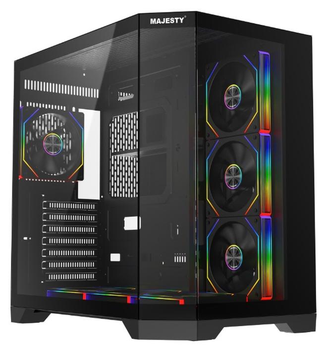 Majesty Mid-Tower Gaming PC Case with 7 Infiniti ARGB Fans Pre-Installed for Efficient Airflow with Remote, Tempered Glass, Compatible with Wide ATX Motherboard, 1x TYPE-C & 2x USB 3.0 - Image 1