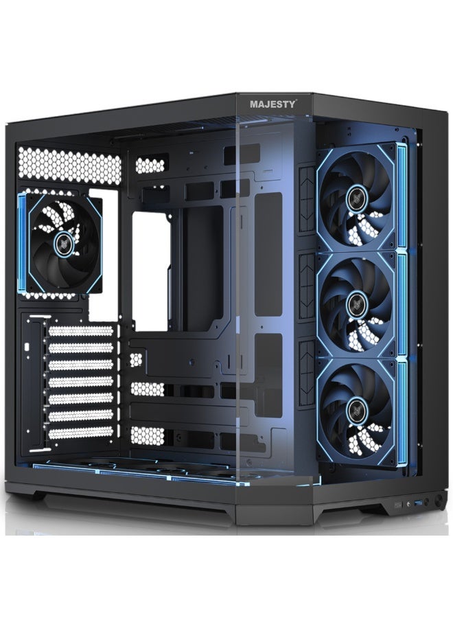 Majesty Mid-Tower Gaming PC Case with 7 Infiniti ARGB Fans Pre-Installed for Efficient Airflow with Remote, Tempered Glass, Compatible with Wide ATX Motherboard, 1x TYPE-C & 2x USB 3.0 - Image 1