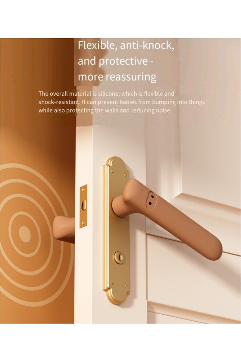 Baby Safety Equipment Door Handle Cover, Silicone Door Handle Cover (Brown) - Image 2