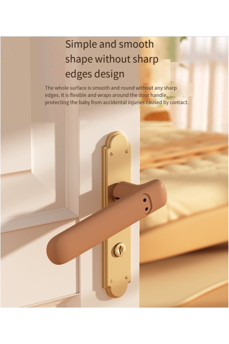 Baby Safety Equipment Door Handle Cover, Silicone Door Handle Cover (Brown) - Image 3