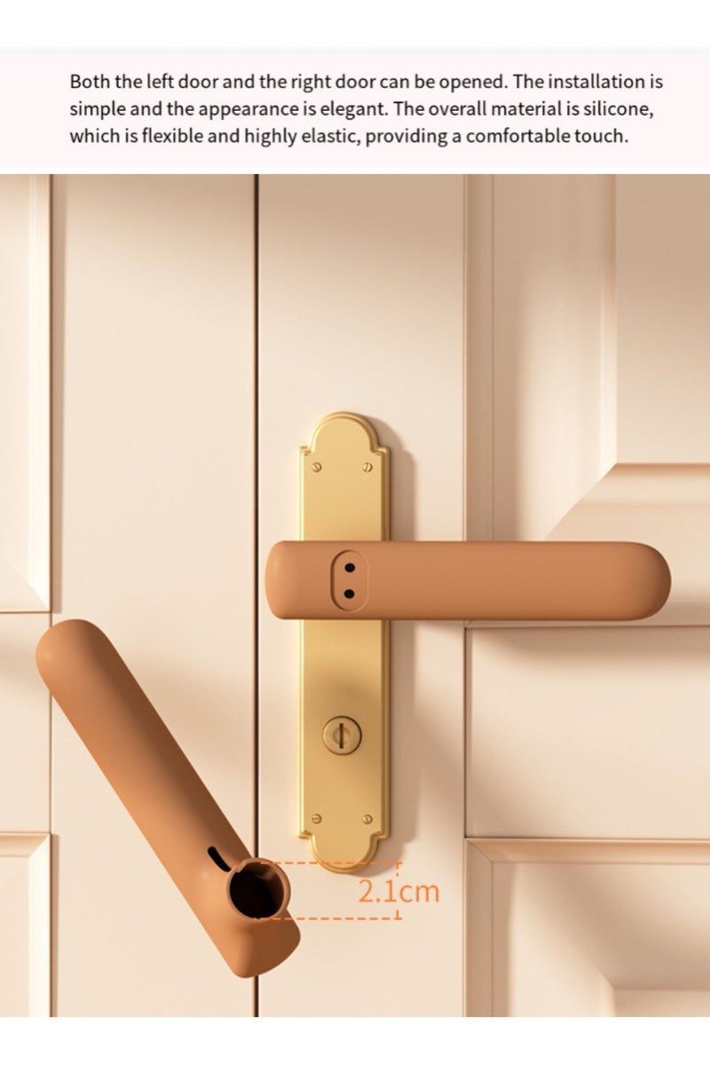 Baby Safety Equipment Door Handle Cover, Silicone Door Handle Cover (Brown) - Image 4