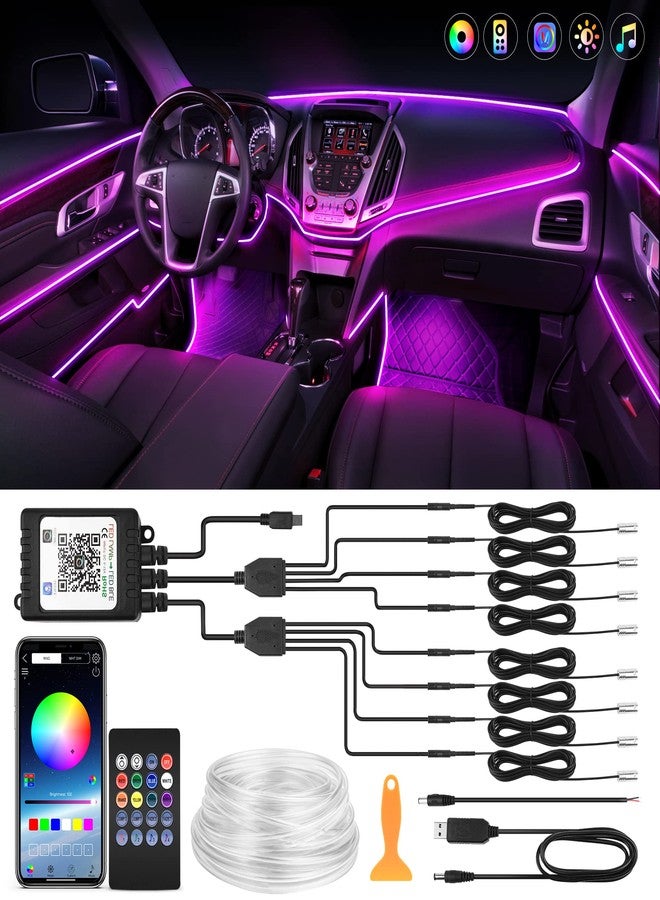 MICTUNING Car LED Interior Strip Light, 8 in 1 RGB Multicolor with 400 inches Fiber Optic Ambient Lighting Kits with Remote and APP Control, Car USB LED Strip Lights with Music Sync Mode - Image 1