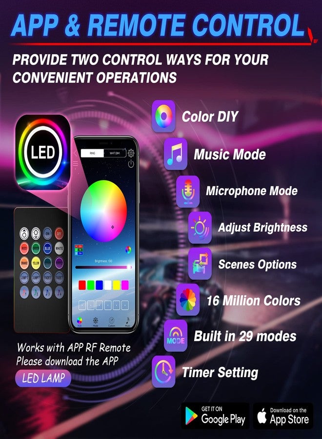 MICTUNING Car LED Interior Strip Light, 8 in 1 RGB Multicolor with 400 inches Fiber Optic Ambient Lighting Kits with Remote and APP Control, Car USB LED Strip Lights with Music Sync Mode - Image 2