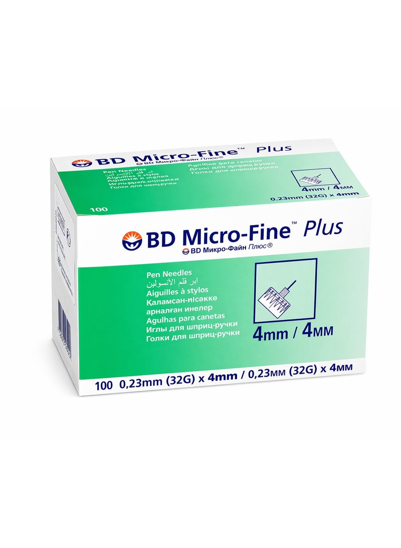 Micro-Fine™ Plus Pen Needles 32G x 4mm – 100 PCS | Ultra-Thin | Sterile, Single-Use | Universal Fit