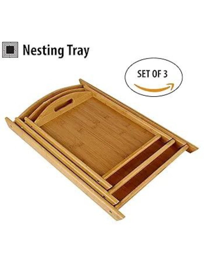 طقم صواني تقديم من خشب البامبو – 3 قطع بتصميم أنيق وجودة عالية  Rg - Image 2