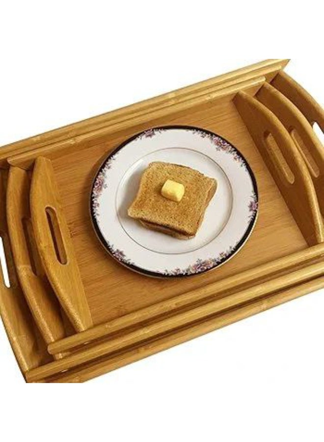 طقم صواني تقديم من خشب البامبو – 3 قطع بتصميم أنيق وجودة عالية  Rg - Image 3