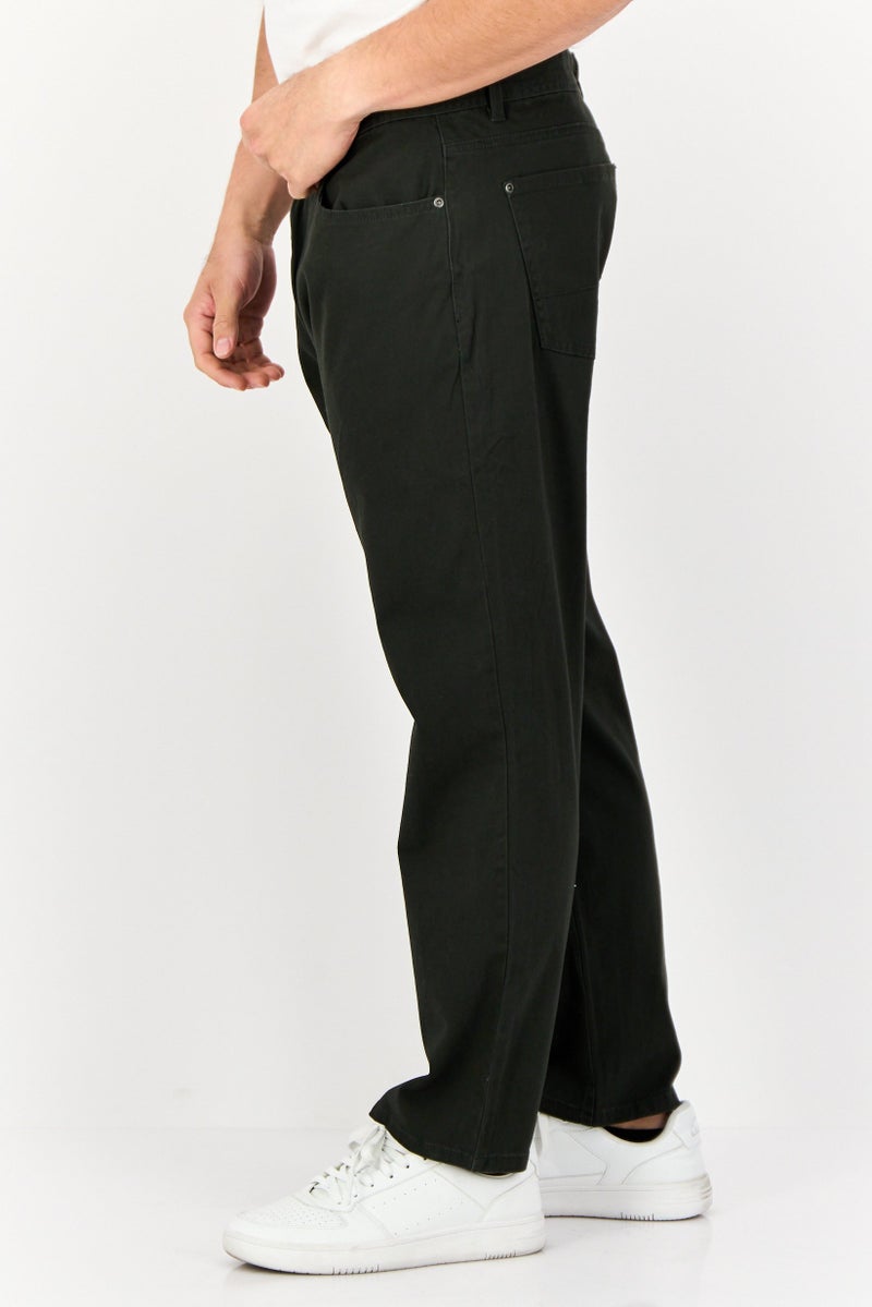 Henleys Men Regular Fit Solid Short Inseam Chino Pants, Dark Green - Image 4