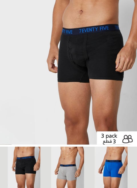 3 Pack Waist Band Trunks With Antibacterial Finish