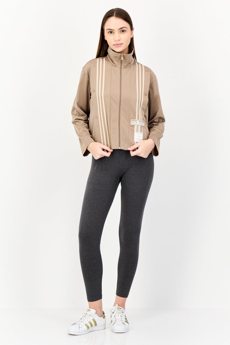 adidas Originals Women Sportswear Fit Embroidered Logo Training Track Jacket, Light Brown  - Image 3