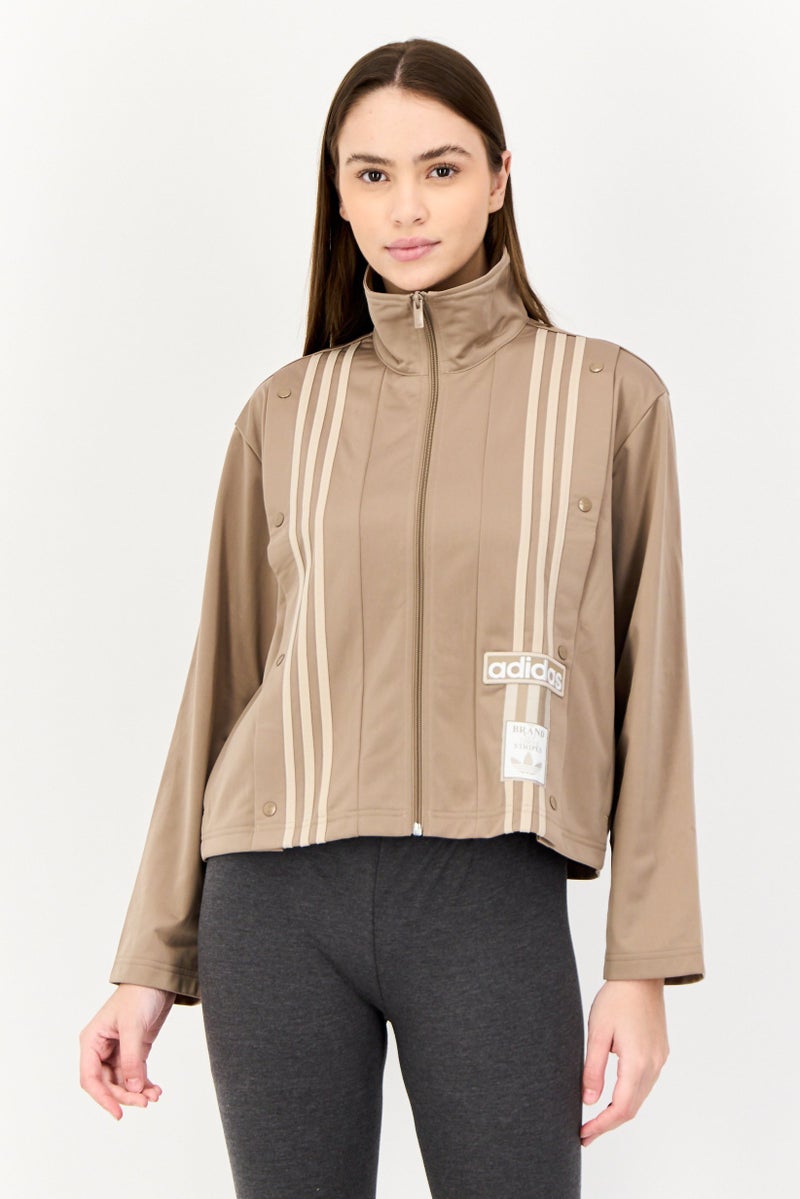 adidas Originals Women Sportswear Fit Embroidered Logo Training Track Jacket, Light Brown  - Image 1