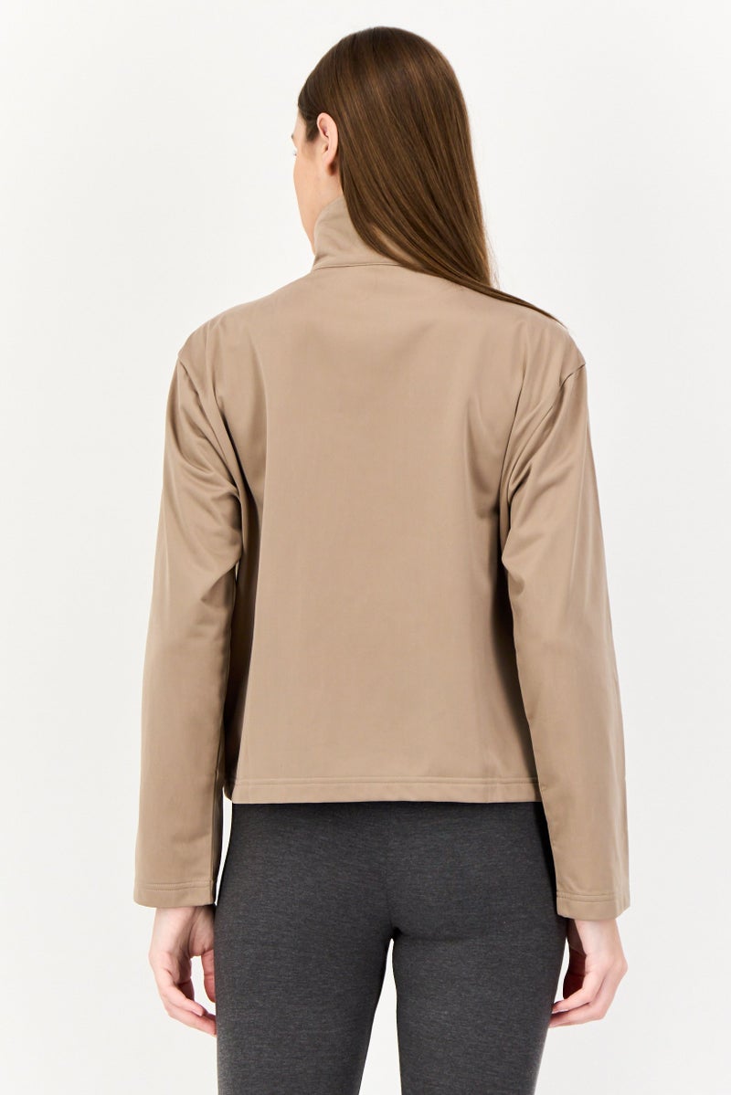adidas Originals Women Sportswear Fit Embroidered Logo Training Track Jacket, Light Brown  - Image 4