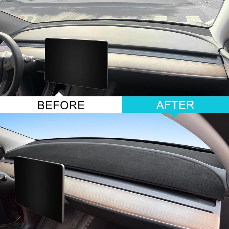 ماشا غطاء لوحة القيادة لطراز Tesla Model 3/Y، وسادة لوحة القيادة مصنوعة من القطن الخشن، متوافقة مع طراز Tesla Model 3 للأعوام 2017-2021 و2022 و2023، وهي من الملحقات الداخلية للسيارات. - Image 2