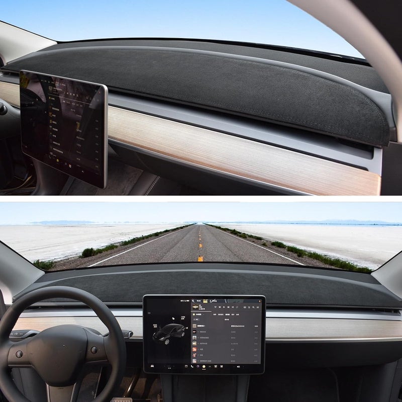 ماشا غطاء لوحة القيادة لطراز Tesla Model 3/Y، وسادة لوحة القيادة مصنوعة من القطن الخشن، متوافقة مع طراز Tesla Model 3 للأعوام 2017-2021 و2022 و2023، وهي من الملحقات الداخلية للسيارات. - Image 5