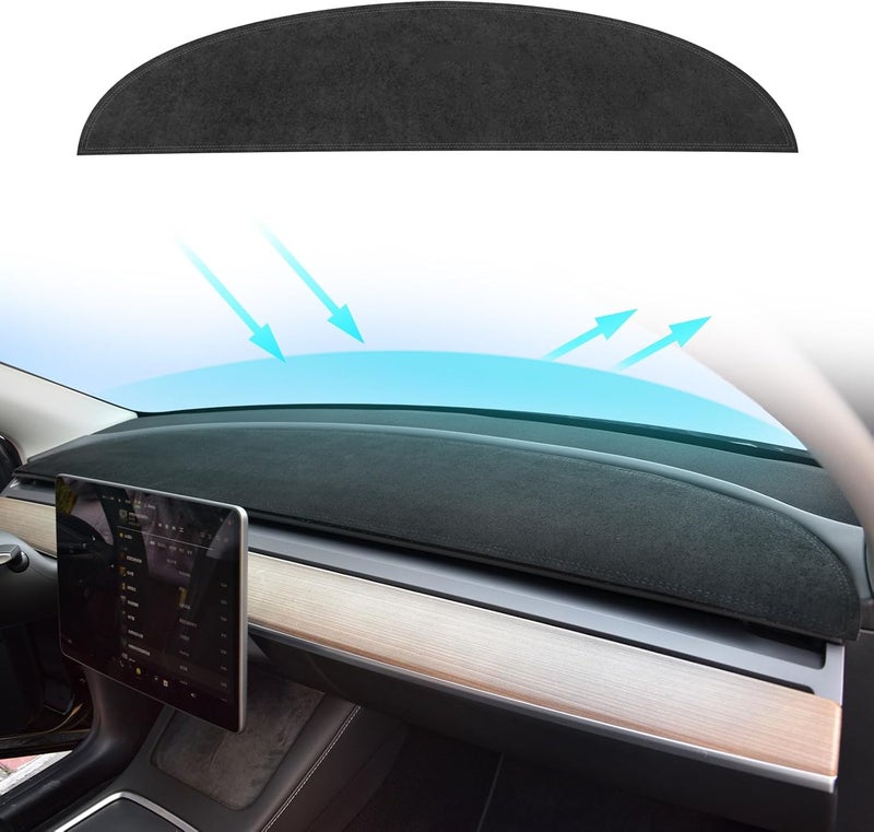 ماشا غطاء لوحة القيادة لطراز Tesla Model 3/Y، وسادة لوحة القيادة مصنوعة من القطن الخشن، متوافقة مع طراز Tesla Model 3 للأعوام 2017-2021 و2022 و2023، وهي من الملحقات الداخلية للسيارات. - Image 1
