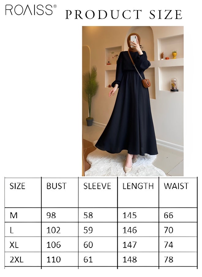 Women's Casual Chiffon Long Sleeved Dress Elastic Waist Design High Waist Banquet Dress Daily Solid Color Large Hem A-Line Dress - pzsku/Z86222776D260E613282EZ/45/_/1703324857/9345fb91-3399-4a8f-b30f-27811077e595