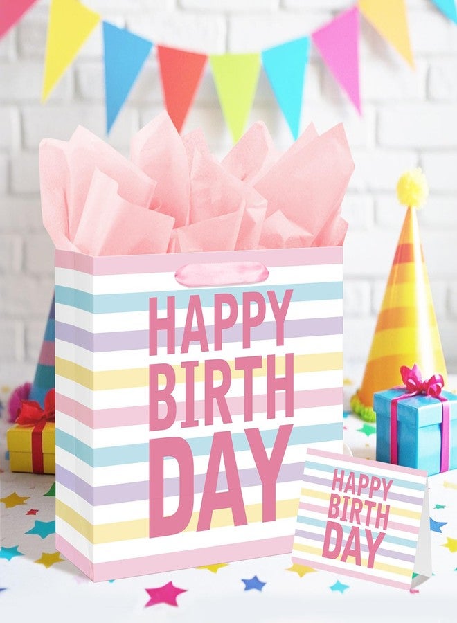 Laidans 13" Large Happy Birthday Gift Bag with Handles and Tissue Paper, Cards for Girls Women Birthday Party Favors Wrap, Kids Parties, Mother's Day (Large Colorful) - Image 5