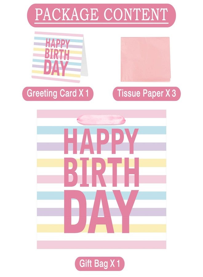 Laidans 13" Large Happy Birthday Gift Bag with Handles and Tissue Paper, Cards for Girls Women Birthday Party Favors Wrap, Kids Parties, Mother's Day (Large Colorful) - Image 3