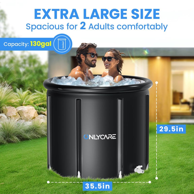 ONLYCARE XXL Ice Bath Tub for Athletes/2 Adults â€“ Constant Temperature 5H Portable Cold Plunge Tub with Cover for Fast Muscle Recovery, Stress Relief, 130 Gal Ice Plunge Tub for Indoor/Outdoor/Gym - Image 3