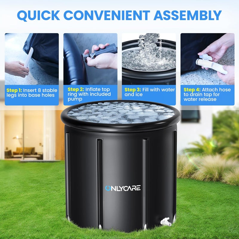 ONLYCARE XXL Ice Bath Tub for Athletes/2 Adults â€“ Constant Temperature 5H Portable Cold Plunge Tub with Cover for Fast Muscle Recovery, Stress Relief, 130 Gal Ice Plunge Tub for Indoor/Outdoor/Gym - Image 5