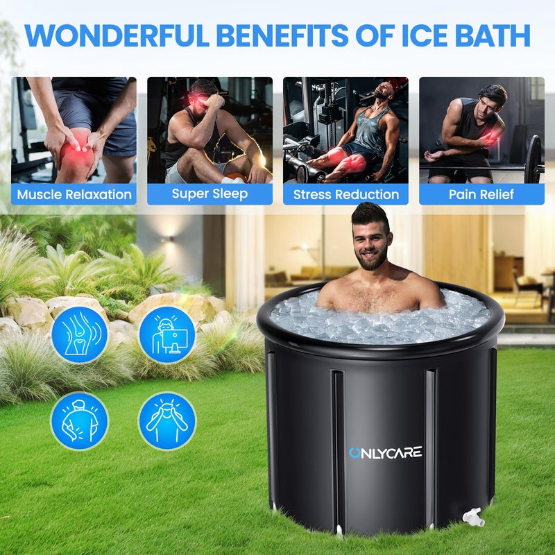 ONLYCARE XXL Ice Bath Tub for Athletes/2 Adults â€“ Constant Temperature 5H Portable Cold Plunge Tub with Cover for Fast Muscle Recovery, Stress Relief, 130 Gal Ice Plunge Tub for Indoor/Outdoor/Gym - Image 2
