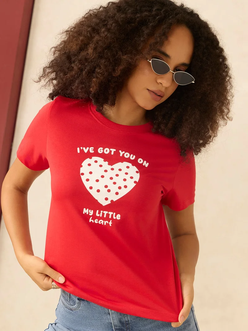 OUTZIDR Red Short Sleeves Crew Neck T-Shirt