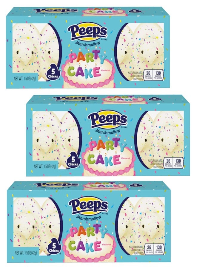 Peeps Party Cake Chicks - Pack of 3-5 Count Boxes - 15 Total Chicks - Classic Tradition with a Flavor Twist - Perfect for Easter Baskets - Image 1