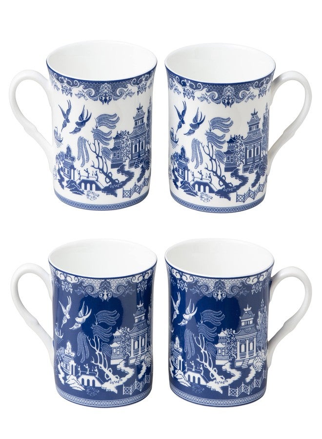 Grace Teaware Blue Willow Bone China Coffee Tea Mugs 10-Ounce (2 Assorted Patterns, Set of 4) (S17301I/C-BLU-6) - Image 2