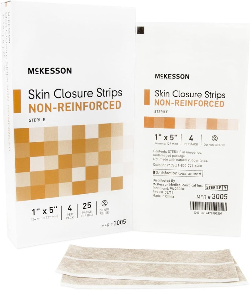 McKesson Skin Closure Strips Sterile NonReinforced 1 in x 5 in 25 Count - Image 1