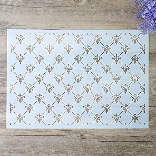 SLGIFT DIY Decorative Damask Stencil Template for Painting on Walls Furniture Crafts (A4 Size) - Image 1