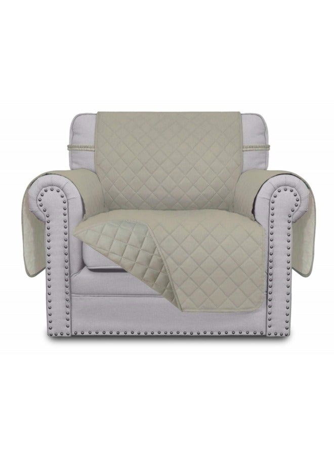 KYD Sofa Cover 1 Seater Single Small Chair Sofa Slipcover Wrinkle-free Reversible Sofa Cover Water Resistant Couch Cover Furniture Protector Cover with Elastic Straps Beige  - Image 1