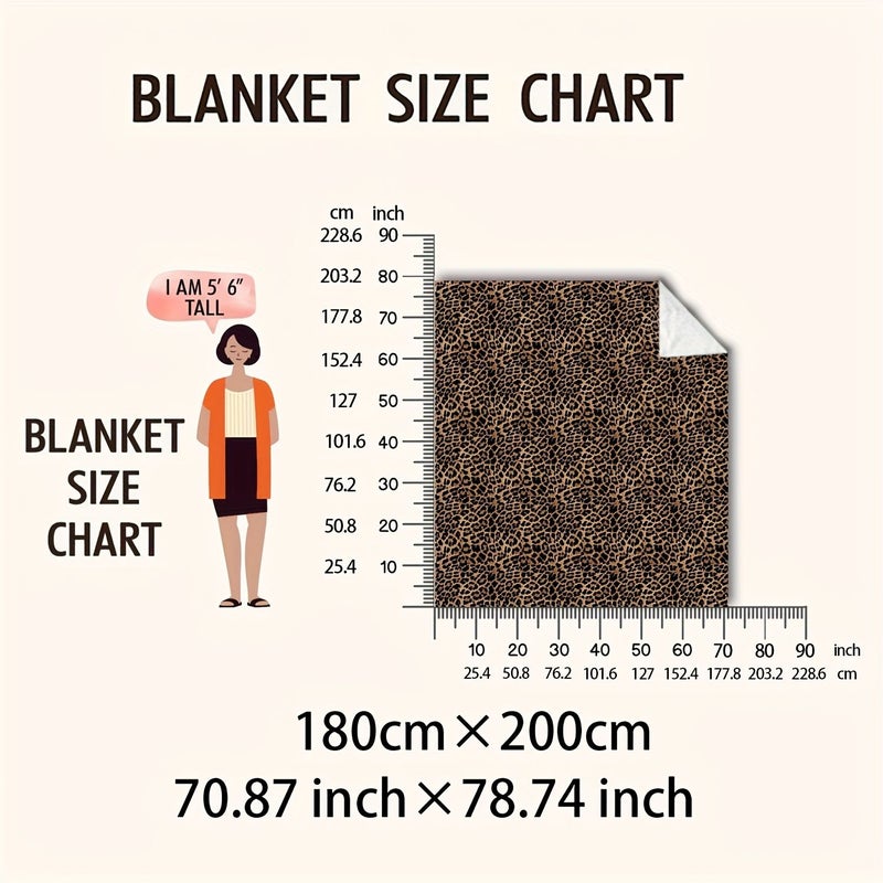 بطانية من الفلامنيل بنقشة الفهد الشتوية، مقاس 70.87 × 78.74 بوصة، ناعمة وسميكة، قابلة للغسل في الغسالة. - Image 5