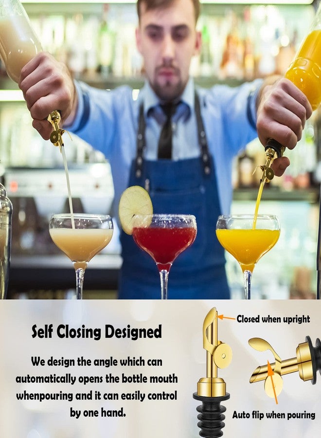 دبليو اي اف جي اي ام اف مجموعة WAFJAMF من 4 قطع من موزعات زجاجات من الفولاذ المقاوم للصدأ، مزودة بفوهة إغلاق ذاتي لتوزيع زيت الزيتون، وفوهات صب قابلة للطي التلقائي لسكب السوائل، وزيت الزيتون، والنبيذ، والخل (ذهبي) - Image 4