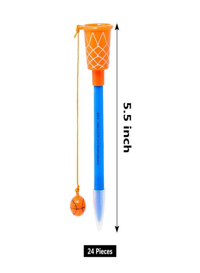 Haconba 24 Pieces Basketball Pens Basketball Hoop Pens Novelty 0.5 mm Black Ink Basketball Pen Plastic Sports Themed Pen for Sports Office School Party Stationery Supplies - Image 2