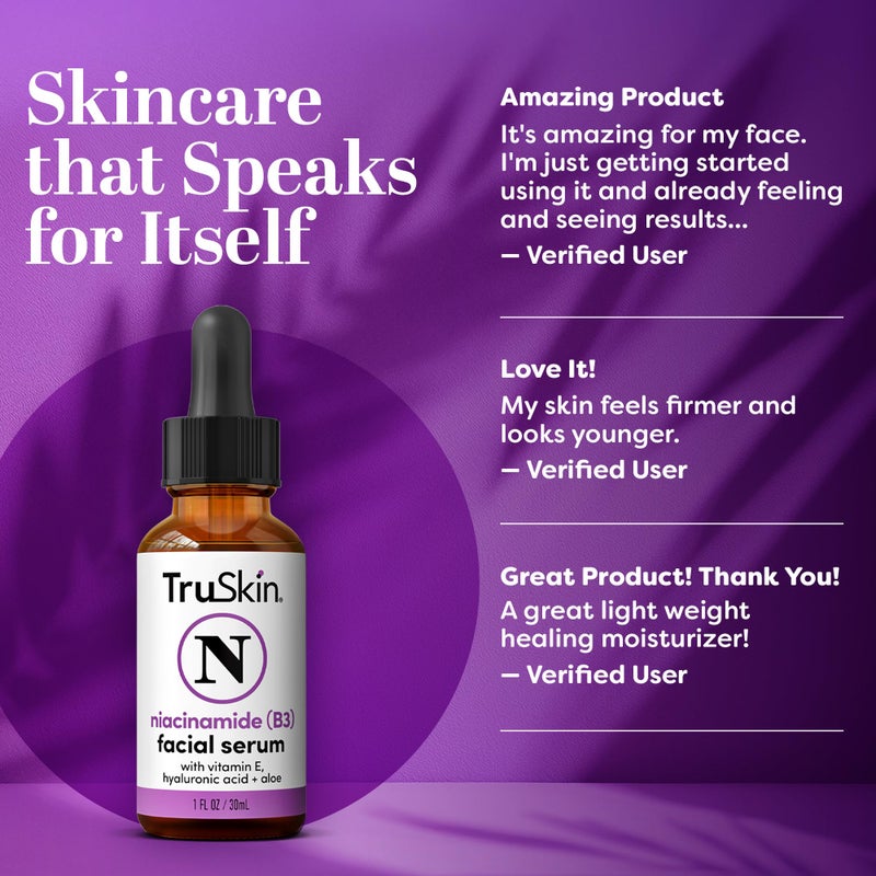 TruSkin (B3) Niacinamide Serum for Face â€“ Minimize Appearance of Pores, Balance Moisture & Tone, Hydrate & Soothe with Hyaluronic Acid, Vitamin E, Aloe & Avocado Oil, 1 fl oz - Image 5