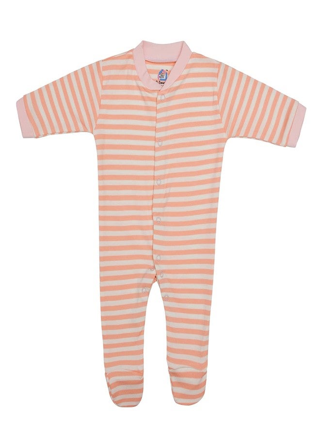 Magic Town® 100% Hosiery Cotton Unisex Long Sleeve Sleep Suit Romper for Boys Girls and Infants Set of 3 (multi color) (9-12 Months) - Image 4