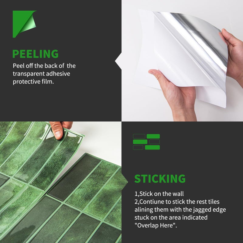 LONGKING 10-Sheet Green Peel and Stick Backsplash Tiles for Kitchen Wall, Kitchen Backsplash Wall Tile, Waterproof Back Splash Stick on Tiles for Bathroom - Image 5