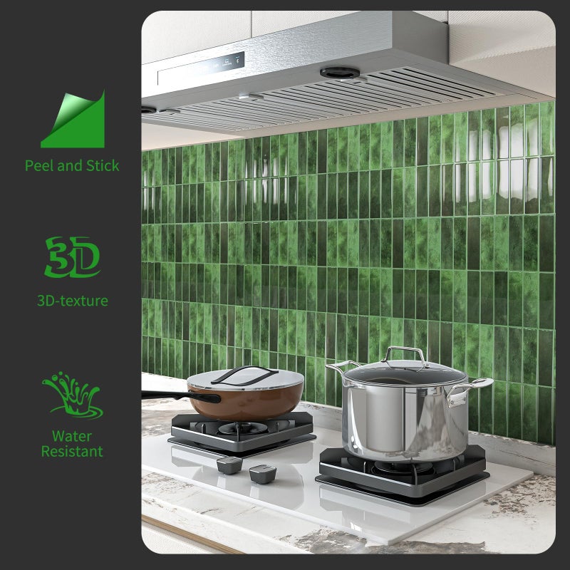 LONGKING 10-Sheet Green Peel and Stick Backsplash Tiles for Kitchen Wall, Kitchen Backsplash Wall Tile, Waterproof Back Splash Stick on Tiles for Bathroom - Image 4