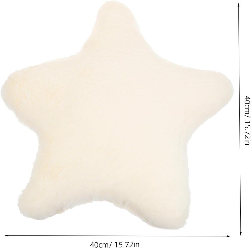 Plush Star Shaped Throw Pillow Milk White Soft Stuffed Sofa Cushion Versatile Decorative Bed Pillow for Living Room and Bedroom - Image 2