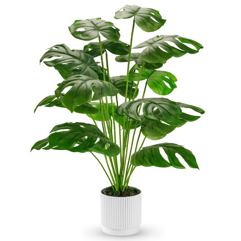 Der Rose 28 Fake Plants Large Artificial Monstera Faux Plants Indoor Tall for Outdoor Floor Front Porch Decor